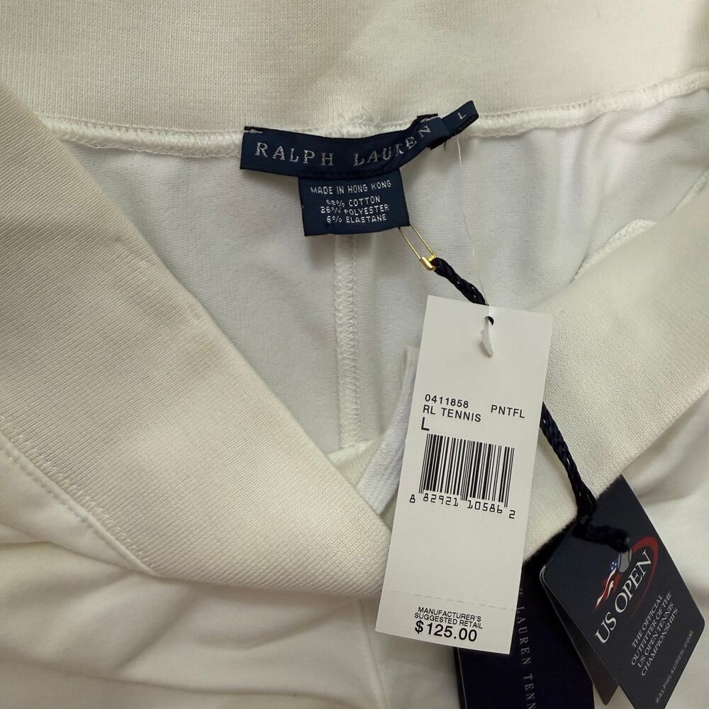 Ralph Lauren NWT Women's Tennis US Open Wide Leg Sweatpants White Sz L - Picture 7 of 9